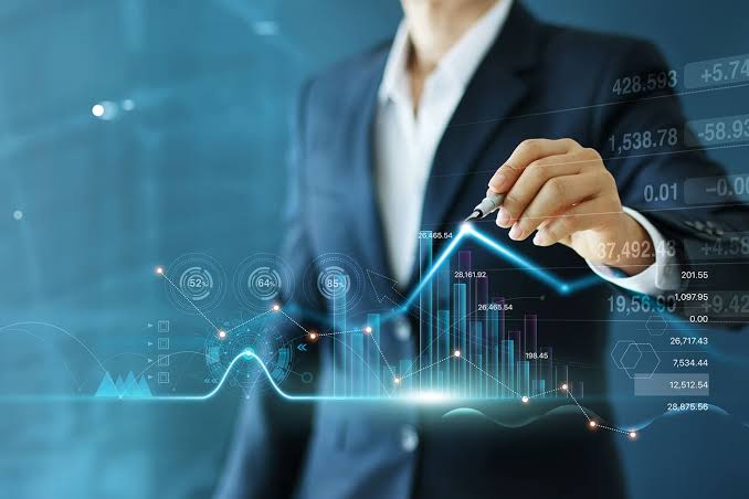 Business analytics and growth chart visualization